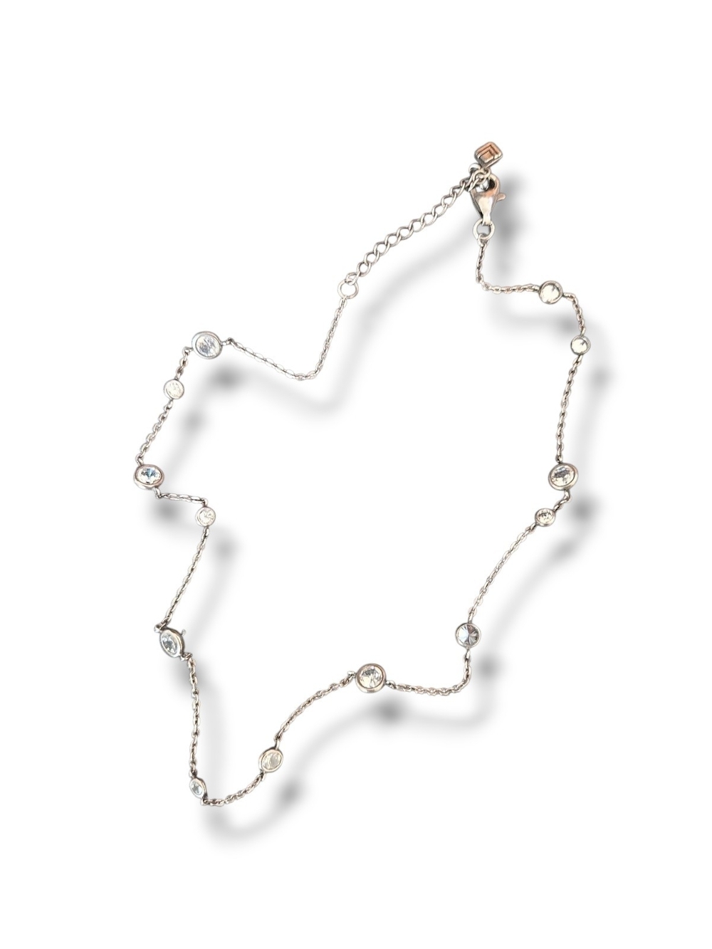 Silpada Silver-tone Bezel Set Rhinestone Crystal Station Necklace